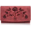 Dámska kožená peňaženka Paolo Peruzzi červená RFID s kvetinovým vzorom
