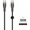 Dlouhý nabíjecí a datový opletený kabel FIXED s konektory USB-C/USB-C a podporou PD, 2m, USB 2.0, 10 FIXDB-CC2-BK