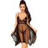 Penthouse Naughty Doll - čipkované šaty a tanga (čierne) - M/L