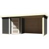 KARIBU SCHWANDORF 3 drevený domček + prístavok 280 cm (77745) 468 x 217 cm, terragrau LG3902