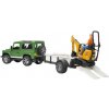 Bruder LAND ROVER + přepravník, mikrobagr JCB