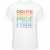 Premium Tričko - Dúhový dizajn - Pride, Pride, Pride - Biela - S - Pánske