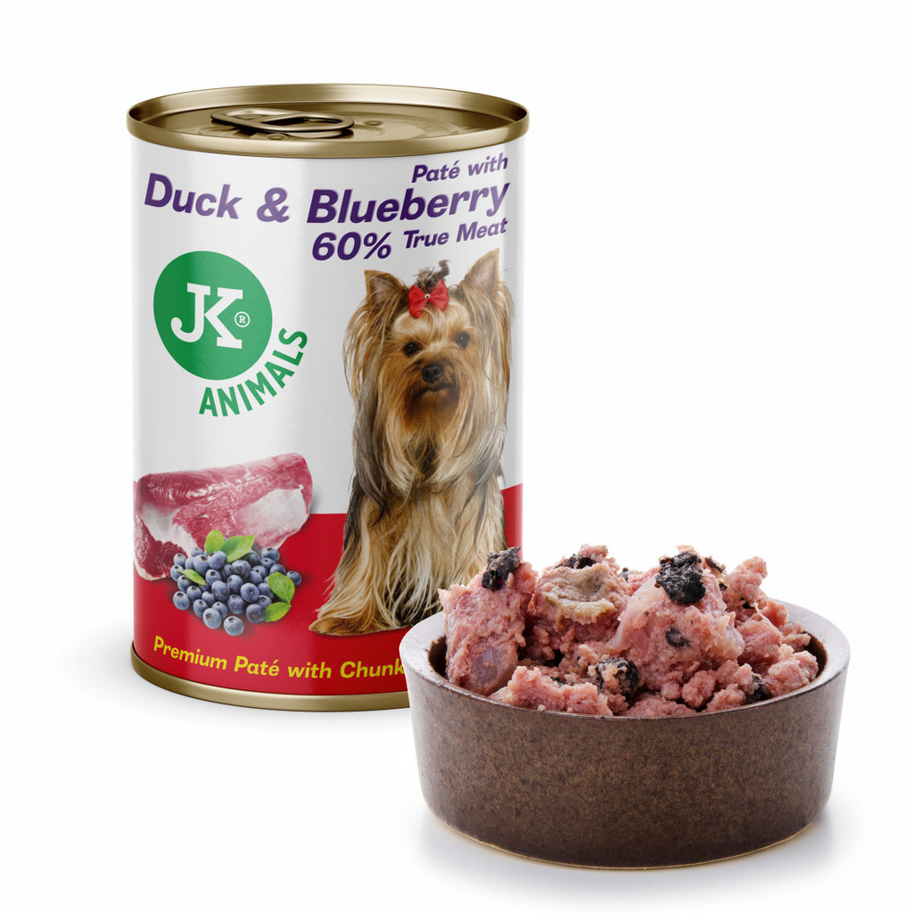 JK Animals Premium Paté with Chunks Duck & Blueberry 400 g