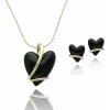 Yvon Luxusný set náhrdelníka a náušníc s čiernym srdcom zo živice