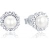 MINET JMAS7054SE00 - Strieborné náušnice s prírodnými perlami a kubickými zirkónmi
