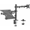 Držiak monitora Brateck LDT66-C024ML jedno kĺbové rameno + jeden držiak laptopu vedľa seba na tyčovej BRLDT66C024ML