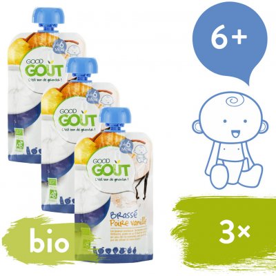 Good Gout Bio Vanilkový jogurt s hruškou 3 x 90 g