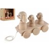 Teddies Tri psy ťahacie prírodné drevo 22 cm