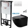 ALCA Predstenový inštalačný systém s bielym tlačidlom M1710 + WC MEXEN LENA ČERNÁ Rimless + SEDADLO AM101/1120 M1710 ME01