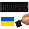 Nálepky na klávesnicu s ukrajinskými písmenami čierne s oranžovými písmenami
