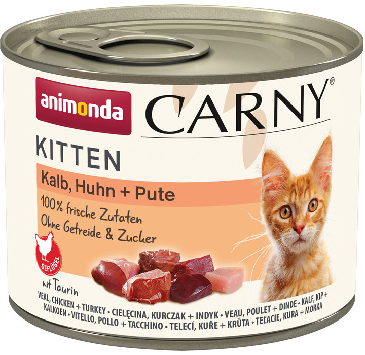 Animonda Carny Kitten teľacie kuracie a morčacie 12 x 200 g