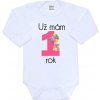 Body s potlačou New Baby Už mám 1 rok ružové, veľ. 86 (12-18m)