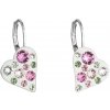 Evolution Group Náušnice bižutéria so Swarovski krištáľmi ružové srdce 51043.3 pink