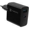 Univerzálna USB nabíjačka Natec RIBERA GaN 65W, 1X USB-A, 1X USB-C, Čierna NUC-2145