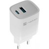 Universální USB nabíječka Natec RIBERA GaN 30W, 1X USB-A, 1X USB-C, Bílá NUC-2140