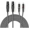 Nedis Nedis COTH15230GY15 - XLR Audiokabel | 2x XLR 3pinová Zásuvka – 2x RCA Zástrčka | 1,5 m | Šedá barva