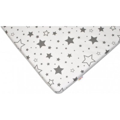 Baby Nellys bavlna prestieradlo Sivé hviezdy a hviezdičky biele 60x120