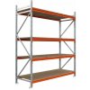 Majster Regál Kovový regál LONGSPAN, 200x185x80cm, 4x DTD polica, 800kg na policu, Pozinkované/Oranžová
