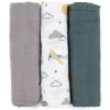 PETITEMARS PETITE&MARS Sada plienok bambusová mušelínová 3ks Moussy Grey Planes, 68 x 68 cm