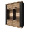 Decodom MANHATT B 03 CIER/DRBC KOMPL 6175028 - vitrína, Čierna matná / Čierna matná / Dub ribbek koňak