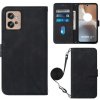 Peňaženkové kožené puzdro CROSSBODY na Motorola Moto G32 - Čierna