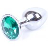Boss Series Jewellery Silver Plug GREEN - strieborný análny kolík s drahokamom 7 x 2,7 cm
