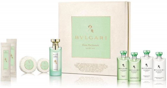 Bvlgari Eau Parfumée au Thé Vert EDC 75 ml + čistiace obrúsky 2 x 12 g + sprchovací gél 75 ml + vlasový kondicionér 75 ml + telový krém 75 ml + mydlo 5 0g + mydlo 75 g + šampón 75 ml