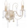Nástenná lampa s korálkami, antická biela, na 2 žiarovky