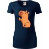 Kapybara s palcom hore - Dámske tričko z organickej bavlny Origin (GOTS) - 2XL ( Tmavomodrá (veľmi tmavá - skoro čierna) )