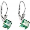 Evolution Group Strieborné náušnice visiace s krištálmi Swarovski zelená kostička 31028.3, darčekové balenie