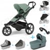 Set 7v1 Thule Urban Glide 3 Mist green s magnetickou sponou + pláštenka + ochranná sieť + madlo + korbička Mid blue + pláštenka + ochranná sieť na korbičku