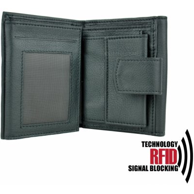RFID kožená peňaženka v čiernej vybavená blokáciou RFID NFC č.8287 pravá koža čierna