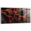 Moderný sklenený foto nástenný hodinový strojček s tichým mechanizmom 60x30 cm Mapa sveta