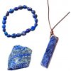 Lapis lazuli set 3 PREMIUM: náhrdelník, náramok, kryštál