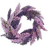 Dekoratívny umelý veniec zo zelených stoniek a fialových kvietkov s priemerom 25 cm 41063