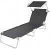 Záhradné ležadlo so strieškou grafitové čierna