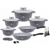 Súprava hrncov KlönBerg 17 ks hliníkové sivé s mramorovým povrchom