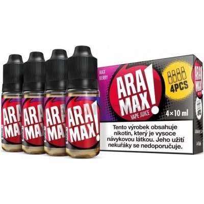 4-Pack Max Berry Aramax e-liquid, obsah nikotínu 6 mg