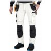 Pracovné nohavice džínsy do pása, montérkové, slim fit, strečové, biele 415 58