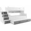 BMS Group Poschodová posteľ s prístelkou MAX 3 rozšírená 200x120 biela - grafitová