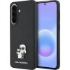 Karl Lagerfeld Saffiano púzdro s kovovým logom Karl&Choupette pre Samsung Galaxy A57 5G čierne (KLHCSA57PSAKCMPK)