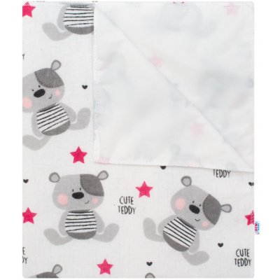 New Baby Nepremokavá flanelová podložka Cute Teddy ružová Bavlna/Polyester 47x75