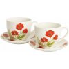 Livello Darčeková porcelánová sada na kávu – červené maky, 2 šálky a tanieriky