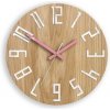 Sammer Klasické DREVENÉ nástenné hodiny SLIM ružové 33 cm SlimWoodPink