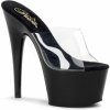 Pleaser Adore-701 - Dámske sexy papuče Čierno-priehľadné Lakované 39