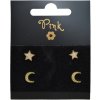 Pozlátené náušnice SET 4 ks MESIAC a HVIEZDA