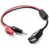 Testovací USB kábel - 2x napájacie krokosvorky 30cm samica