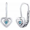 Silvego Zlaté detské náušnice srdce s prírodným modrým topazom SILVEGOB70536WBT