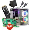 Súprava s Raspberry Pi 5 (16 GB RAM), Pironman 5, 250 GB SSD + príslušenstvo