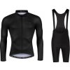 Force PURE čierny cyklistický dres - dlhý rukáv + Force ACTION čierne cyklokraťasy - M